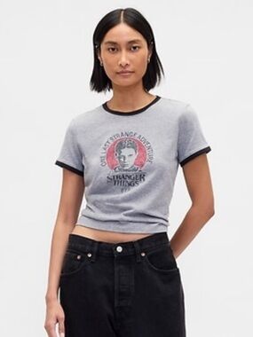 GAP Stranger Things Organic Cotton Vintage Cropped Tee